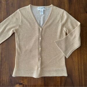 Vintage Bloomingdales y.e.s. womens gold sparkle cardigan sweater v neck Small S